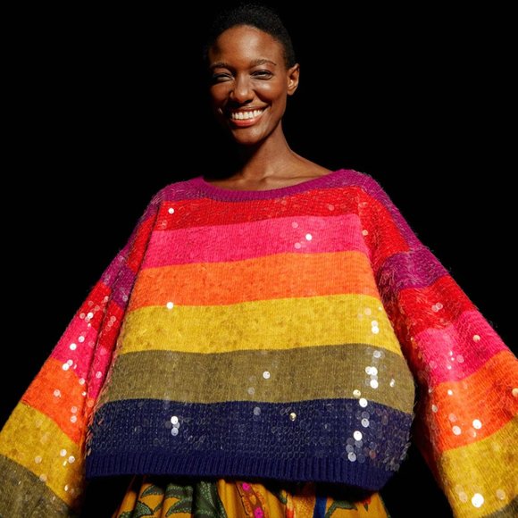 FARM Rio Sweaters - FARM RIO RAINBOW SEQUIN SWEATER 🔥